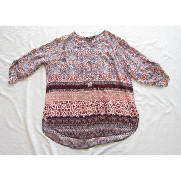 Women's  Nine West Geometric Design Front Button Viscose Blouse Size Large - Picture 1 of 8
